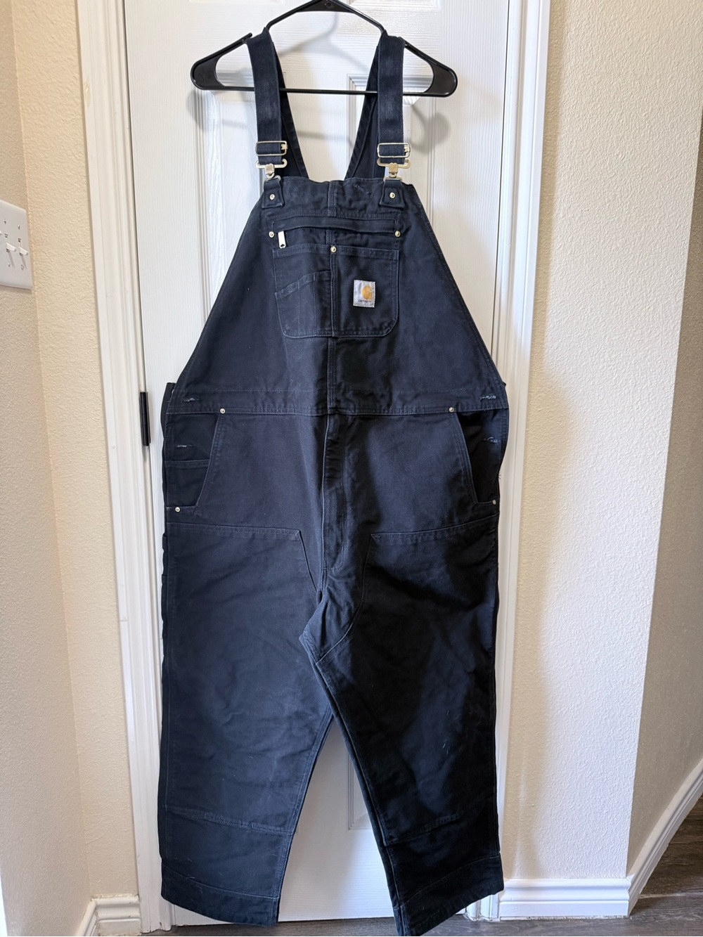 Carhartt Black Canvas Bib Overalls with Brass Hardware